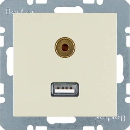 USB/3,5 mm Audio Steckdose S.1/B.3/B.7 weiß, glänzend 3315398982 HAGER